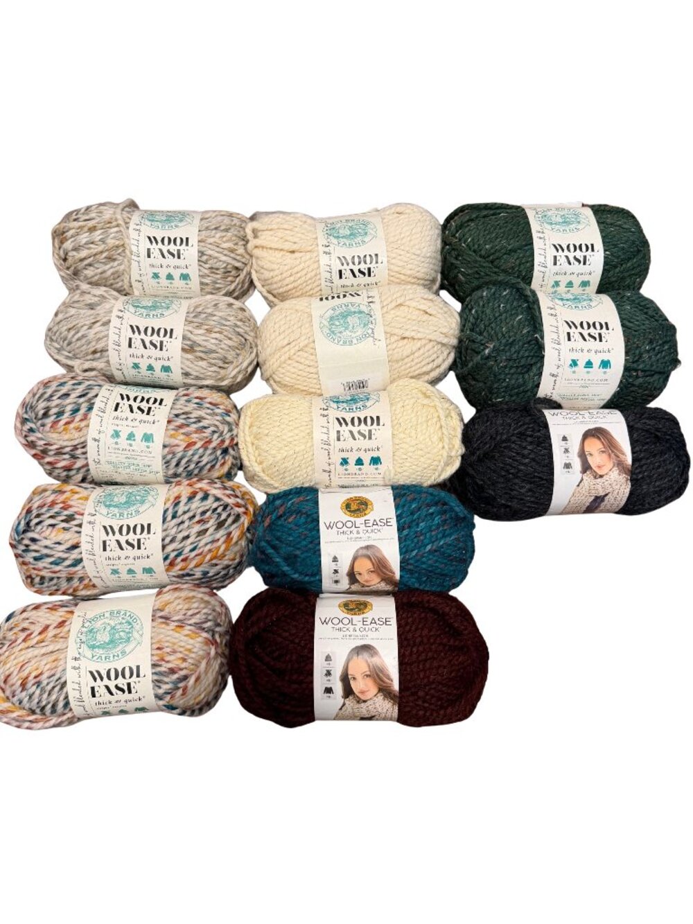 Bundle of 13 skeins of Lion Brand Wool-Ease Thick and Quick yarn